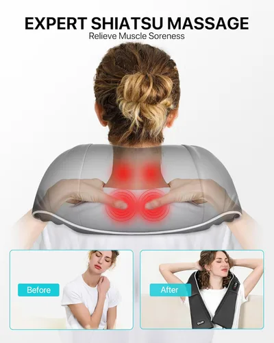 Miniatura 2 de ALLJOY Masajeador de cuello para aliviar el dolor de tejido profundo con calor, HSA 3D masajeador Shiatsu de cuello y espalda para hombro, cuerpo
