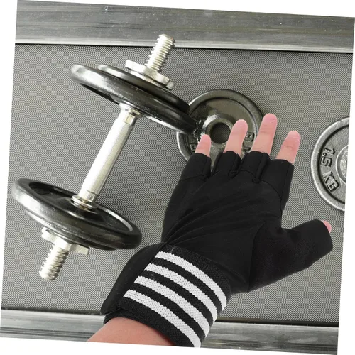 Miniatura 5 de TOYANDONA Guantes de gimnasio antideslizantes de medio dedo para levantamiento de pesas y fitness al aire libre, guantes de ejercicio transpirables