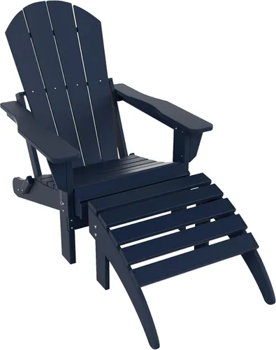 Miniatura 35 de WestinTrends Reposapiés otomano Adirondack para patio al aire libre, taburete de madera de polietileno para todo tipo de clima, ampliamente Azul