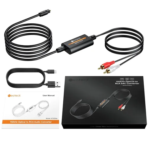 Miniatura 8 de Neoteck Convertidor DAC de 192 kHz 7 pies/6.9 ft Cable óptico a RCA SPDIF a RCA Convertidor digital a analógico para televisores HDTV