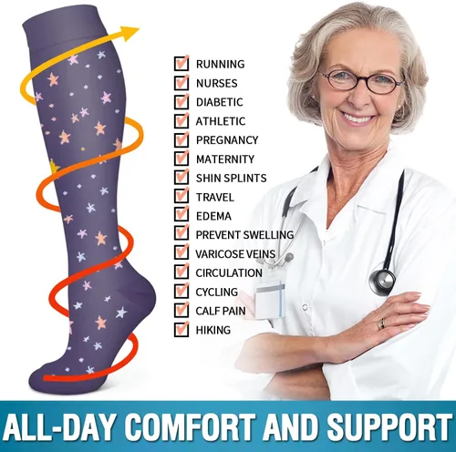 Miniatura 49 de 6 Pack Copper Compression Socks for Women and Men Circulation-Best Support for Medical, Running,Nursing,Athletic