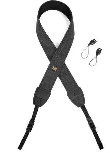 Miniatura 3 de Correa de la cámara Correa de hombro de lona negra con hebillas de liberación rápida para DSLR SLR Correa de transporte ajustable del hombro