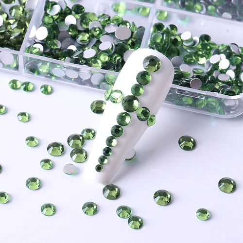 Miniatura 4 de BELICEY Diamantes de imitación para arte de uñas, Día de San Patricio, color verde oliva, con parte trasera plana, piedras preciosas para uñas