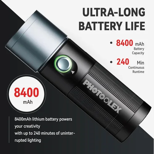 Miniatura 2 de PHOTOOLEX Linterna de fotografía de 4 colores con 20 patrones magnéticos Gobos, foco portátil de 8400mAh, luz de estudio LED de 10W para fotografía