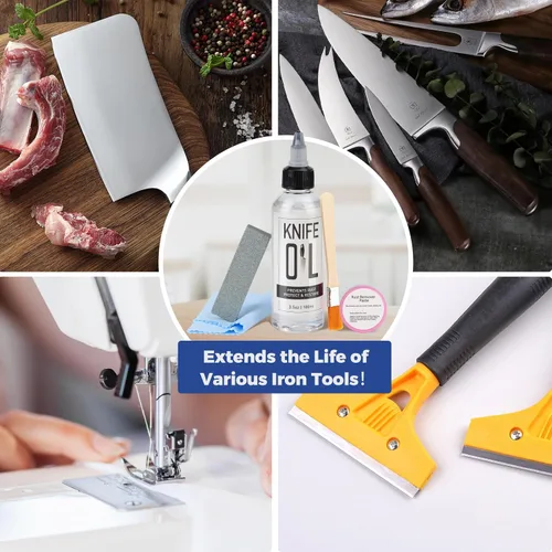 Miniatura 6 de Aceite de hoja de cuchillo y aceite de afilado – Aceite de mantenimiento de cuchillos evita el óxido – Cuchillos eliminadores de óxido que protege