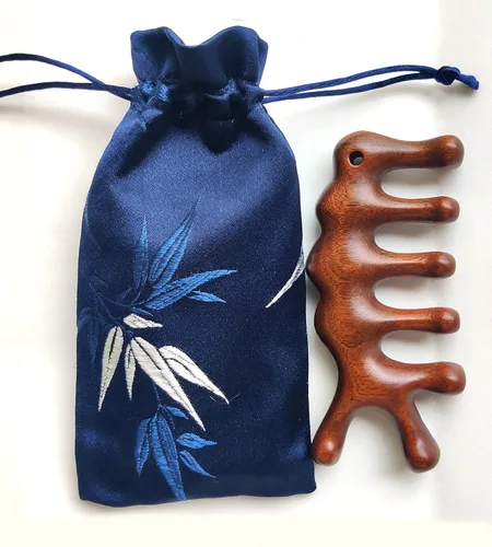 Miniatura 7 de Peine de masaje Gua Sha, peine de dientes anchos para cuero cabelludo, facial, masaje corporal, masajeador de sándalo natural, herramientas