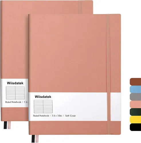 Miniatura 10 de Cuadernos B5 con rayas universitarias, paquete de 2 cuadernos grandes B5 con 376 páginas numeradas, papel rayado grueso de 3.53 oz/m², cubierta