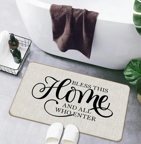 Miniatura 5 de Farmhouse Bless This Home and All Who Enter - Felpudo decorativo para puerta de entrada, 17 x 30 pulgadas, para interiores y exteriores, patio
