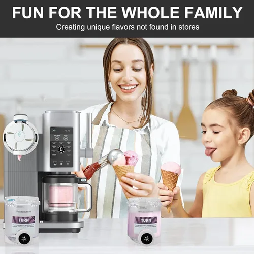 Miniatura 5 de Paquete de 4 pintas y tapas de remolinos de crema para accesorios Ninja serie NC700 NC701, pintas de crema de 16 onzas con máquinas de helado