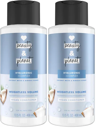 Miniatura 10 de Love Beauty and Planet Acondicionador de volumen sin peso con ácido hylaurónico agua de coco y flor de mimosa para el cuidado del cabello fino