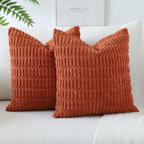 Miniatura 26 de OTOSTAR - Paquete de 2 fundas de cojín decorativas de pana suaves y a rayas estilo boho, fundas de cojín cuadradas para decoración del hogar, fundas