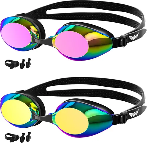 Miniatura 9 de Gafas de natación para mujeres y hombres, kit de adultos, antivaho UV, sin fugas, gafas de natación mejoradas HD para hombres y mujeres negro-humo +