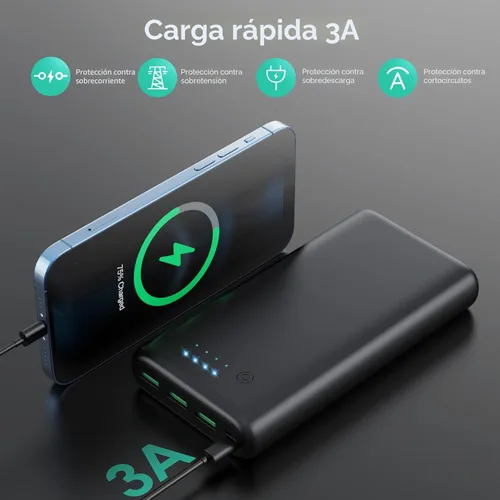 Miniatura 4 de Cargador portátil de 36800 mAh, cargador de batería externa PD de carga rápida USB C, 4 salidas, 2 entradas, esenciales de viaje, cargador