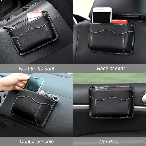 Miniatura 4 de Moly Magnolia Organizador de bolsillo lateral para asiento de automóvil, bolsa de almacenamiento de piel sintética con bandera estadounidense