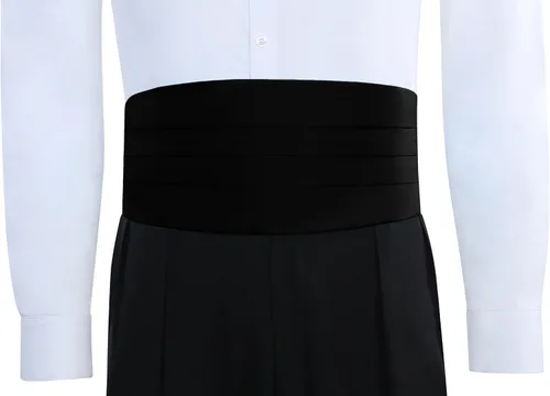 Miniatura 2 de Cummerbund de satén ajustable para hombre, color negro, Negro