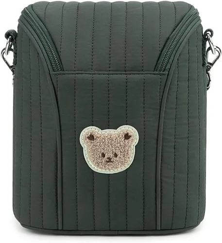 Miniatura 7 de Lmbabter Bolsa organizadora bordada para cochecito de oso, bolsa de aislamiento de botellas, almacenamiento portátil esencial para leche/extractor