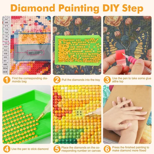 Miniatura 7 de NAIMOER Kits de arte de diamantes de mariposa para adultos principiantes, kit de pintura de diamante 5D, arte de gemas de taladro completo por