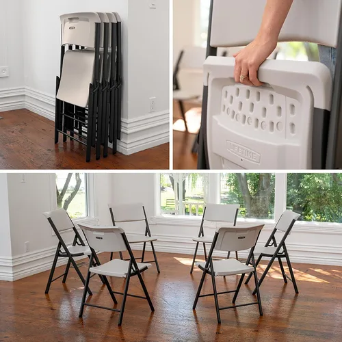 Miniatura 8 de LIFETIME Silla plegable con marco A, paquete de 4, almendra