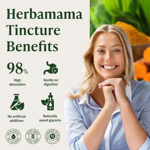 Miniatura 8 de HERBAMAMA Suplemento de curcumina de cúrcuma – Cúrcuma con pimienta negra – Vegano, sin OMG, sin alcohol y azúcar, suministro para 28 días
