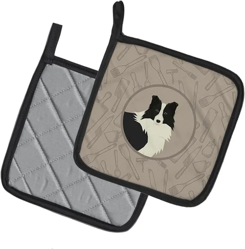 Miniatura 2 de Caroline's Treasures CK2169PTHD Border Collie in The Kitchen - Juego de soportes para ollas de cocina, resistentes al calor, almohadillas calientes