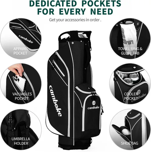 Miniatura 4 de Bolsa ligera para carrito de golf con divisores de longitud completa de 14 vías, bolsa enfriadora, bolsa de golf para hombres y mujeres con correa