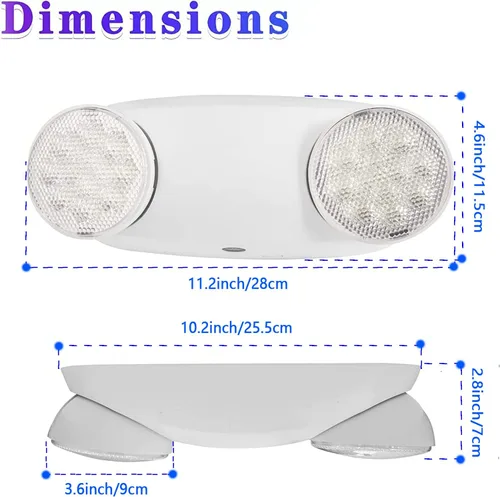 Miniatura 6 de Luces de emergencia LED con batería de respaldo, luz de emergencia comercial, dos cabezales de luz LED ajustables, calificación UL 924, AC120/277V