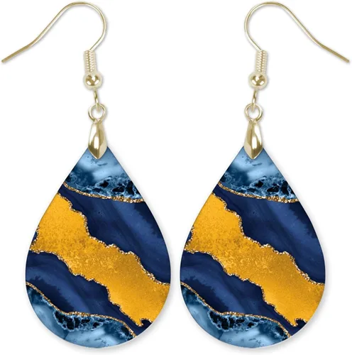 Miniatura 50 de Dangle Earrings for Women Colorful Dangling Drop Statement Jewelry Printed MDF Wood Teardrop Double Side Print Handmade by The Painted Pug