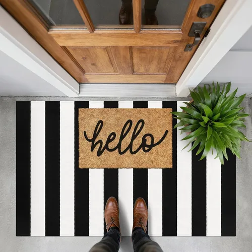 Miniatura 34 de Alfombra Buffalo Plaid Pequeña a Cuadros 2x3 Pies (61x91 cm) Naranja y Negro, Tapete para Puerta Delantera, Navidad Halloween Acción de Gracias