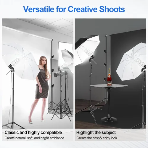 Miniatura 7 de EMART Kit de telón de fondo de fotografía de 8.5 x 10 pies con paraguas de luz diurna de 400 W 5500 K, juego de iluminación continua, fondos blancos