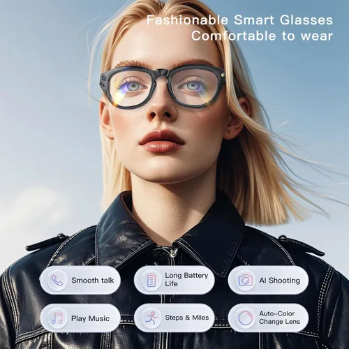 Miniatura 2 de Lentes de traductor inteligente con cámara, traducción AI de 11 idiomas, grabación de video y fotos, control de aplicación Bluetooth, para llamadas