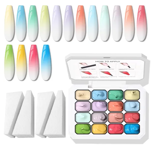 Miniatura 17 de Sponge Pat Paint Gel de Uñas, Gel Degradado para Uñas Ombre, Rubor de Uñas Floreciente Aura Uñas Removedor de Dibujo Pintura Floral Arte de Uñas 16