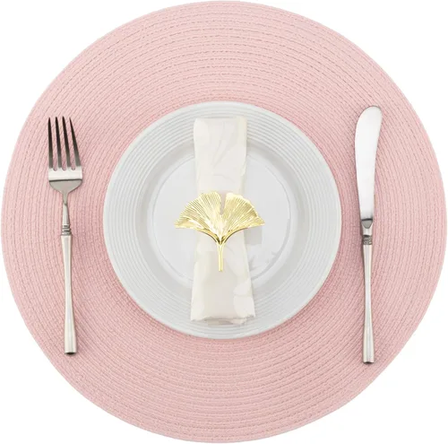 Miniatura 22 de Winknowl Juego de 4 manteles individuales redondos trenzados, lavables, tejidos resistentes al calor, para mesas de cocina, comedor, manteles Beige