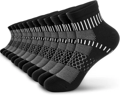 Miniatura 15 de IRAMY Calcetines de compresión de tobillo para hombres y mujeres, acolchados, para correr, atléticos, alivio de la fascitis plantar, 2/4/6 pares