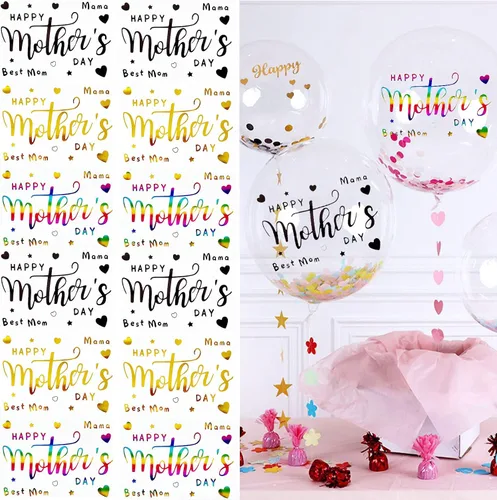 Miniatura 9 de Calcomanías de globos para el Día del Padre, calcomanías de letras Bobo Happy Gold Black Rainbow DIY Paster Home Window Adhesivo Decoración
