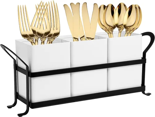 Miniatura 9 de NelyBet Organizador de cubiertos, cubiertos, organizador de utensilios de cocina y cajón de cubiertos para tenedores, cucharas, cuchillos - Perfecto
