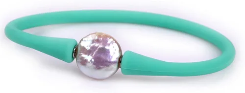 Miniatura 12 de GEM-Inside Big - Pulsera de joyería de perlas de 0.512 in para dama de honor, color negro, apilable, goma de silicona, elástica, perlas cultivadas