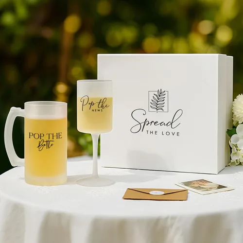 Miniatura 11 de AW BRIDAL Regalos de boda para parejas 2026, regalo de compromiso para él y ella, juego de copas de champán y tazas de cerveza de vidrio esmerilado