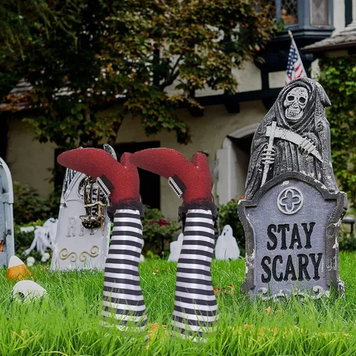 Miniatura 2 de Naysku 1 par de patas de bruja de Halloween de 18 pulgadas al revés para patas de bruja – Estacas de patas y pies de brujas, estacas de Halloween