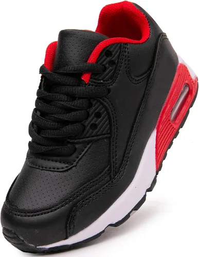 Zapatos para niños y niñas, zapatillas deportivas para correr y deportes, suela suave, cojín elástico, color negro fresco 25, Negro -