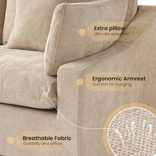 Miniatura 5 de WJShome Sofá Seccional Cloud Couch de 83 pulgadas para sala de estar, sofá seccional modular relleno de plumón, sofás en forma de L con otomana