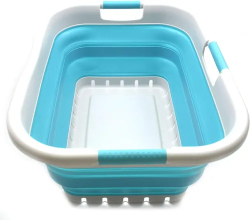 SAMMART Canasta plegable de plástico para la ropa sucia, recipiente de almacenamiento plegable/organizador, ahorro de espacio