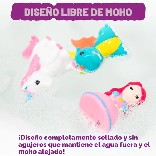 Miniatura 4 de Tub Works® Juguetes de baño herméticos de fantasía, paquete de 6 Diseño de juguetes de baño sellados sin agujeros que mantiene la humedad fuera