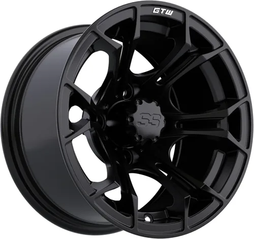 Miniatura 6 de GTW Combo de ruedas y neumáticos para carrito de golf de 12 pulgadas Ruedas Spyder negro mate en neumáticos Timberwolf todo terreno de 22 x 10-12