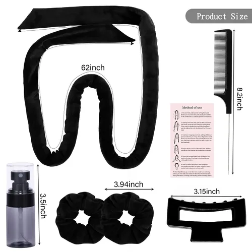 Miniatura 6 de Rizadores de pelo de terciopelo sin calor para dormir con diadema sin calor para cabello largo durante la noche, sin rizos de calor para mujeres