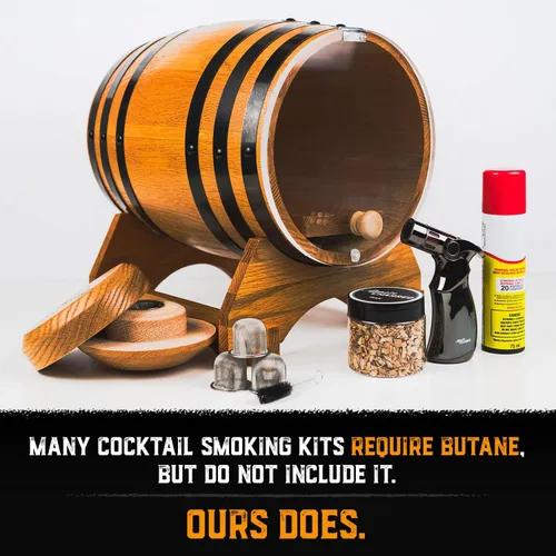 Miniatura 8 de Kit de cóctel antiguo para whisky, bourbon y más, juego de barril premium, roble estadounidense, kit de ahumador de cóctel con antorcha, regalos