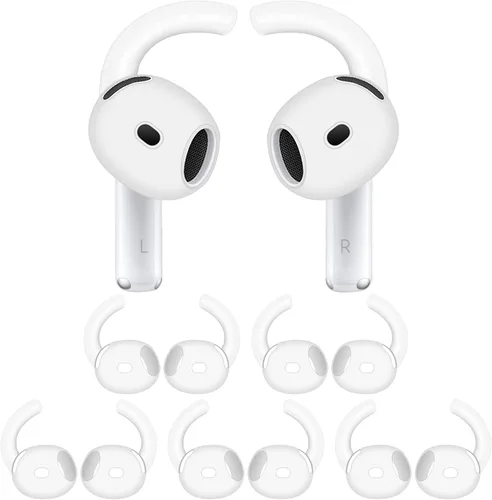 Miniatura 5 de 5 pares de ganchos para las orejas para AirPods, 4 ganchos para las orejas, alas de silicona de repuesto, diseño ergonómico, soporte antideslizante