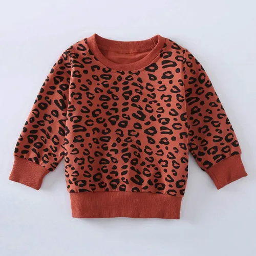 Miniatura 3 de Conjunto de ropa con estampado de leopardo para niñas pequeñas, camiseta de manga larga y pantalones, 2 piezas