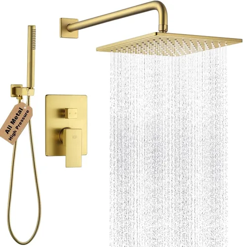 Miniatura 15 de Sistema de ducha negro para baño, juego completo de grifo de ducha montado en la pared de 8 pulgadas y mango con cuerpo de válvula áspero y kit