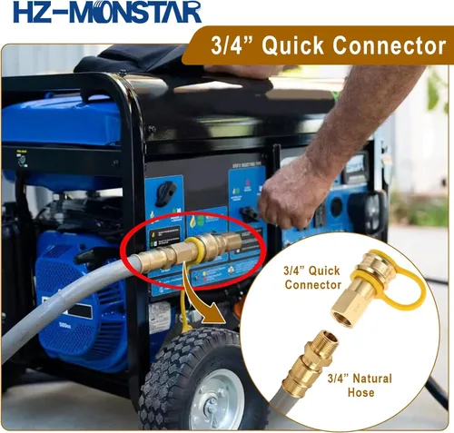 Miniatura 3 de Manguera de propano de 3/4 pulgadas, conexión rápida, conector rápido de gas natural hembra y macho de 3/4 pulgadas para generador de combustible