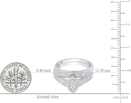 Miniatura 4 de Dazzlingrock Collection Anillo de compromiso para mujer con diseño de marquesa de 0.09 quilates (tw) con marco marquesa, estilo racimo, con banda a